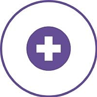 Purple plus sign icon on white background