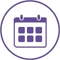 Calendar icon in purple design.