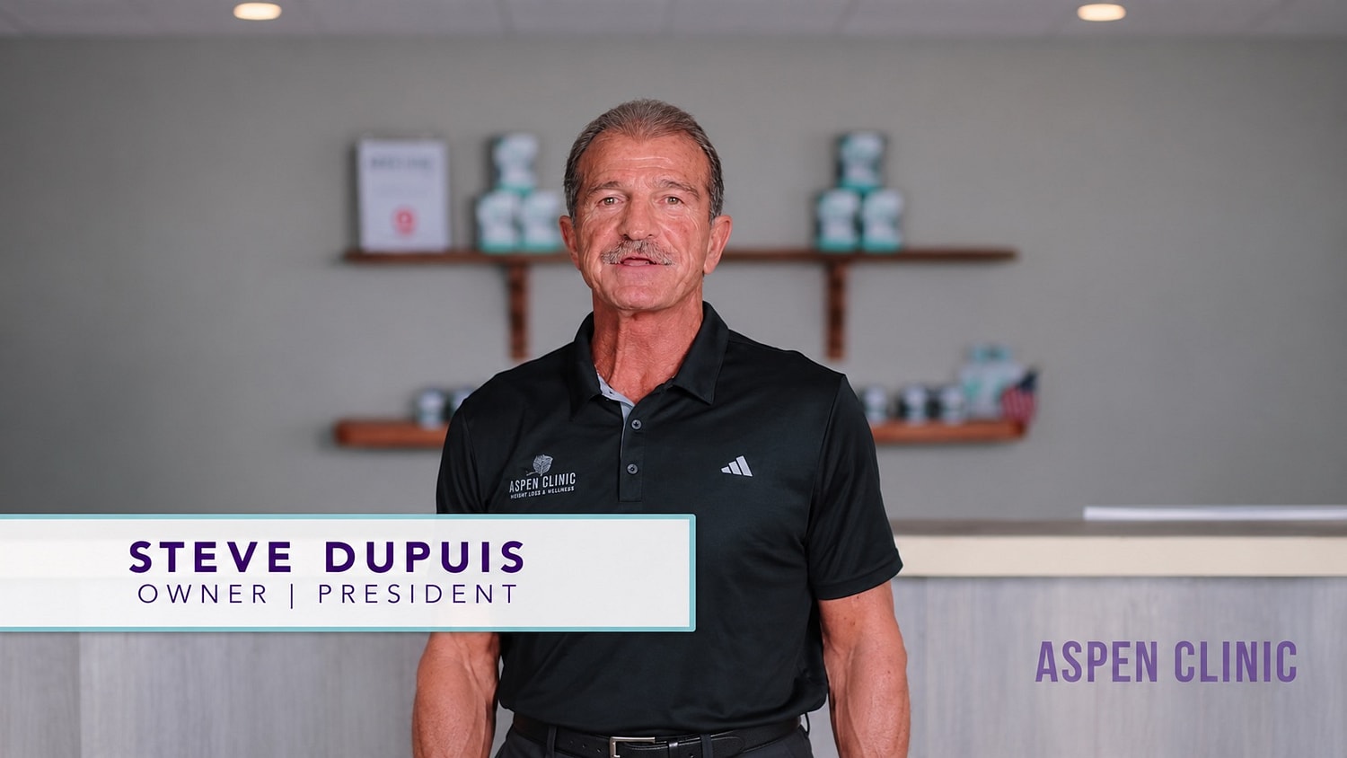 Owner of Aspen Clinic speaking to the camera.
